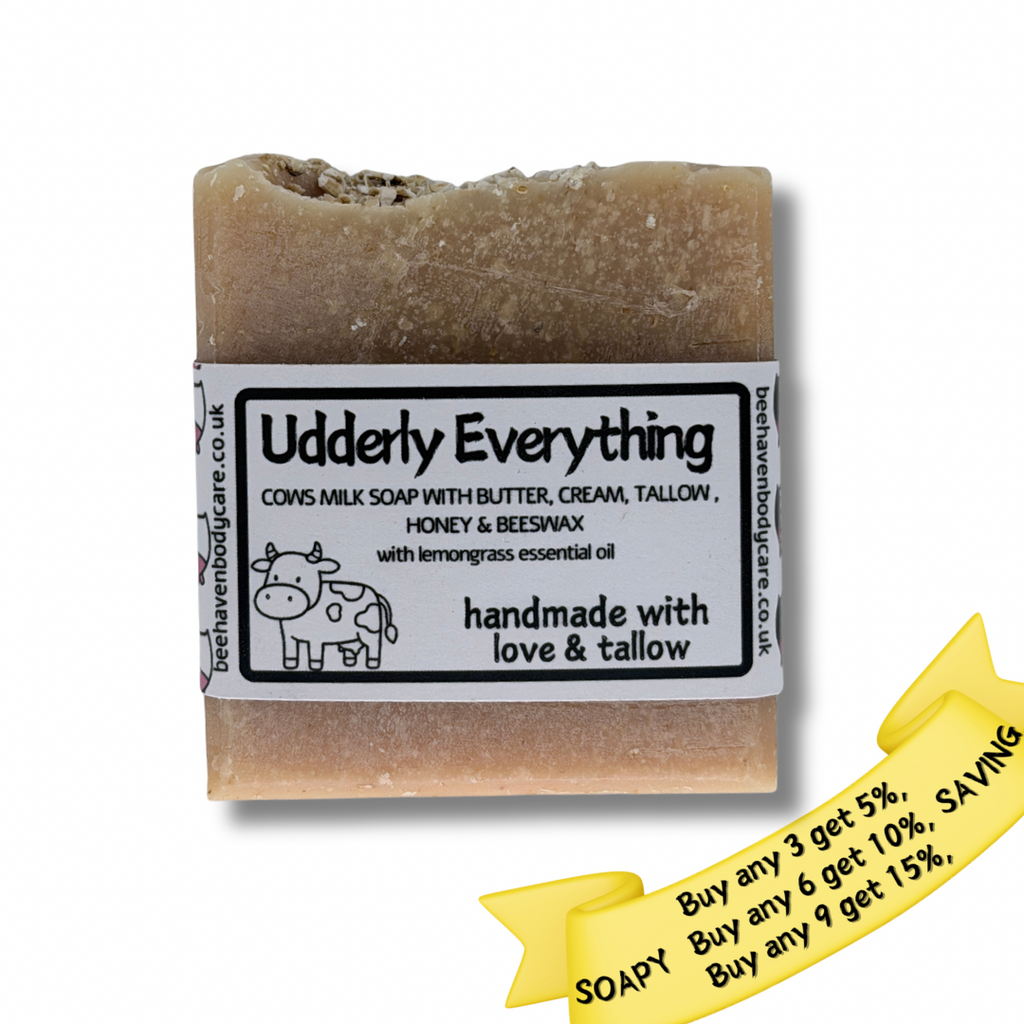 Udderly Everything Milk Soap with Milk, Cream, Butter, Talllow - Lemongrass (from 1 year)