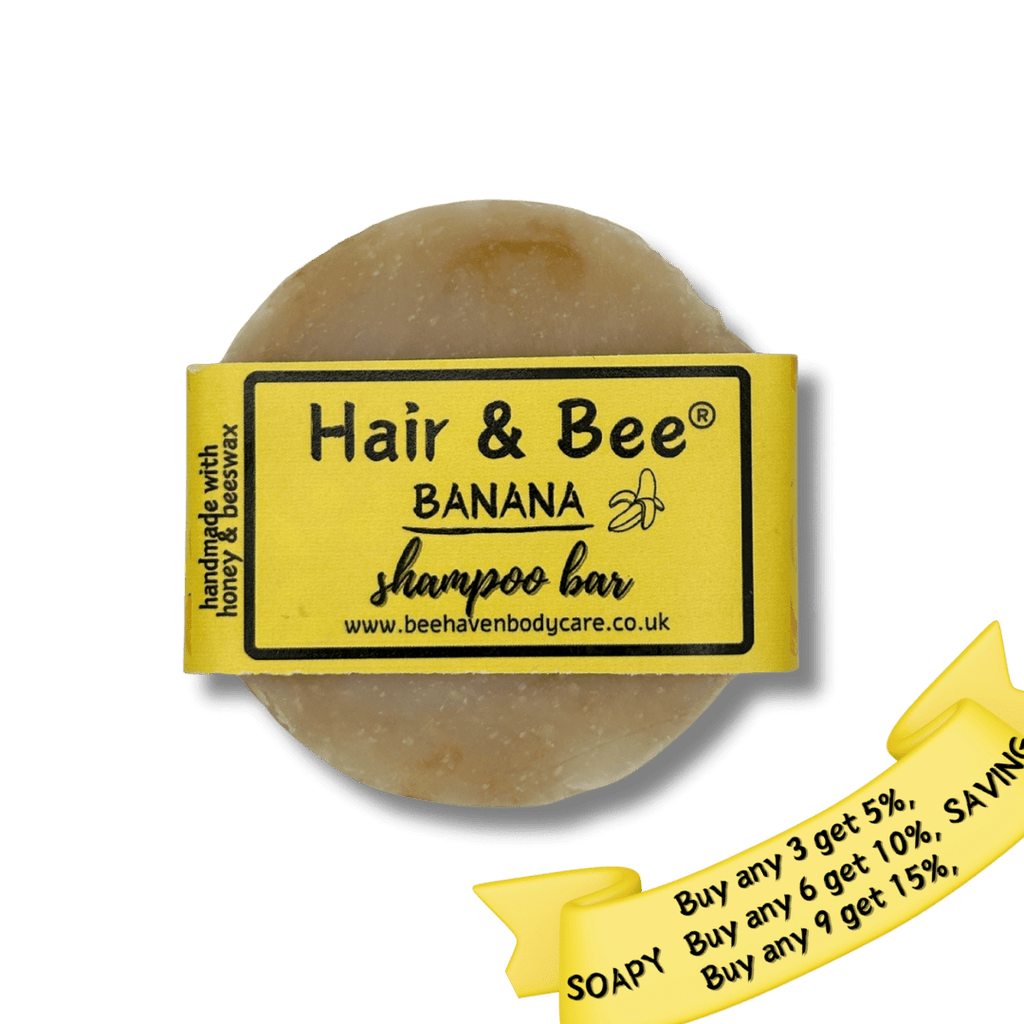 Banana, Beeswax & Honey Shampoo Bar - Hair & Bee® Banana. - Bee Haven Bodycare & Gifts