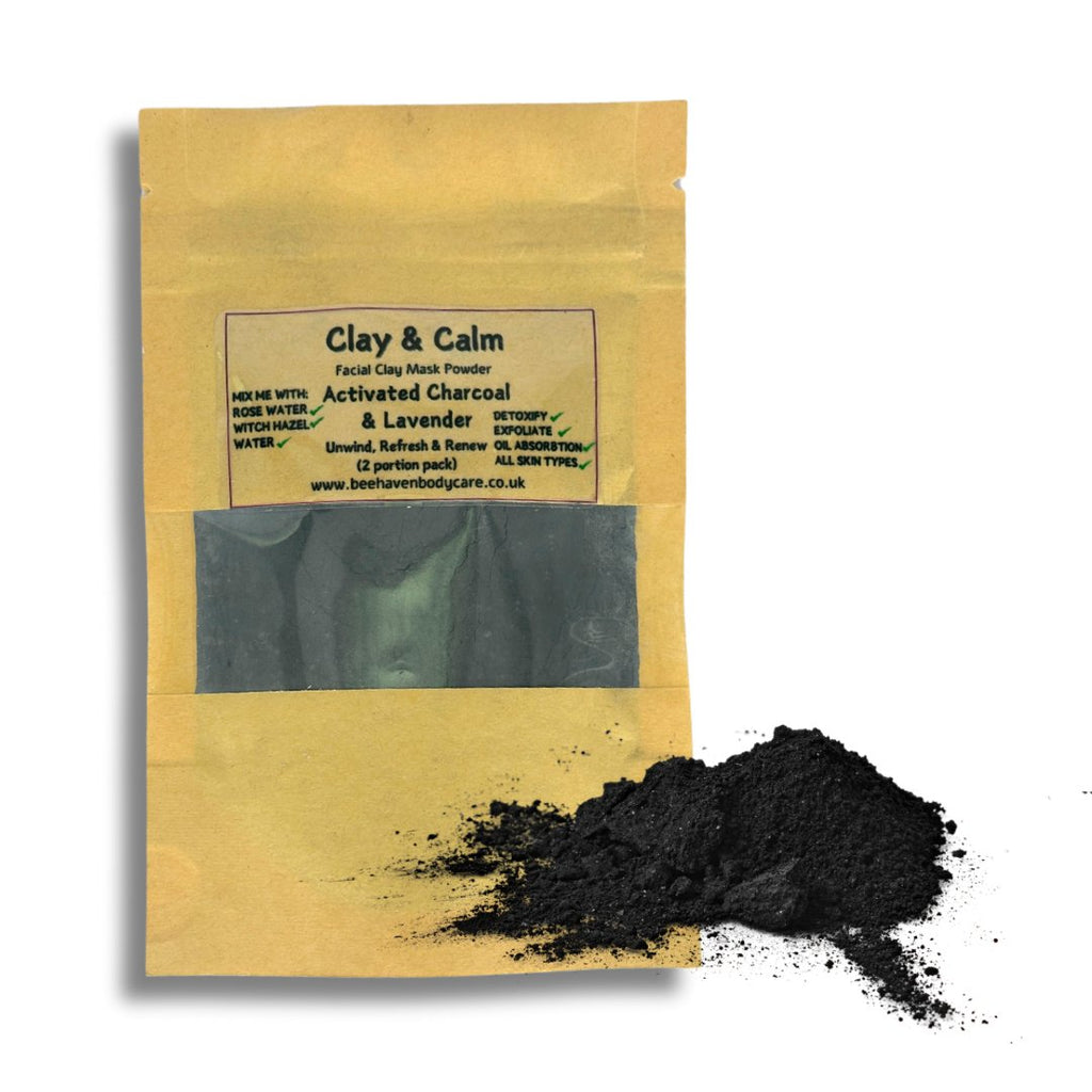Clay & Calm Facial Mask Powder - Charcoal and Lavender - Bee Haven Bodycare & Gifts