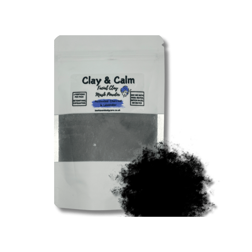 Clay & Calm Facial Mask Powder - Charcoal and Lavender - Bee Haven Bodycare & Gifts