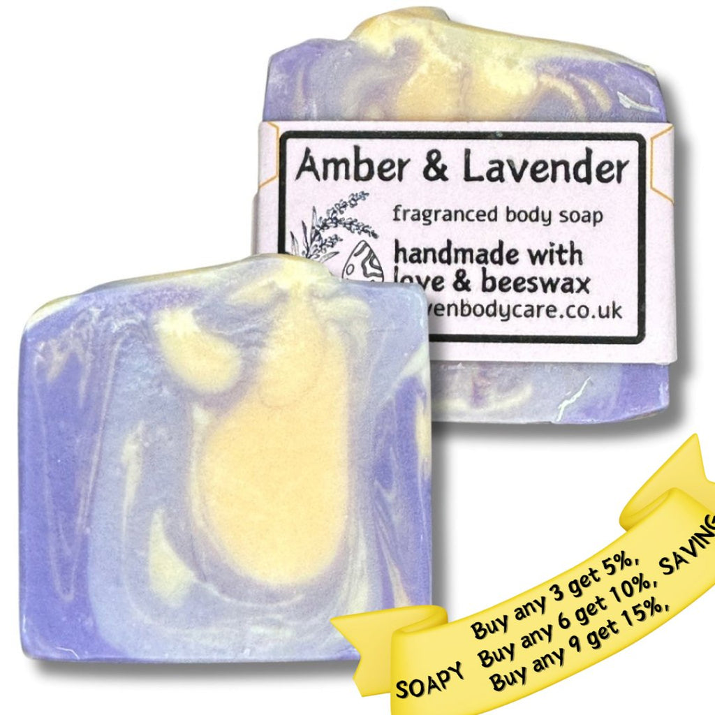 Dark & Stormy (Fragranced) Beeswax Soap - Amber & Lavender - Bee Haven Bodycare & Gifts