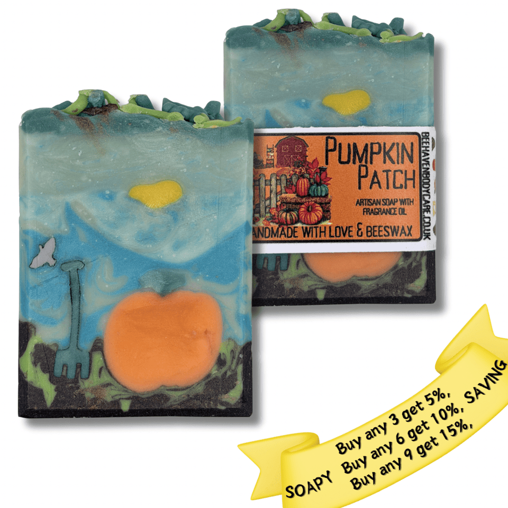 Pumpkin Patch HALLOWEEN Art Soap - Wild Rhubarb & Cinnamon Soap - Bee Haven Bodycare