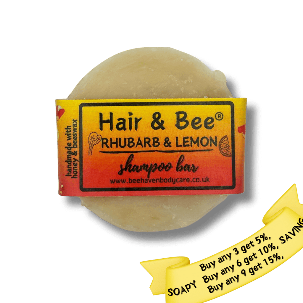 Rhubarb & Lemon Scented Honey and Beeswax Shampoo Bar - Hair & Bee® - Bee Haven Bodycare & Gifts