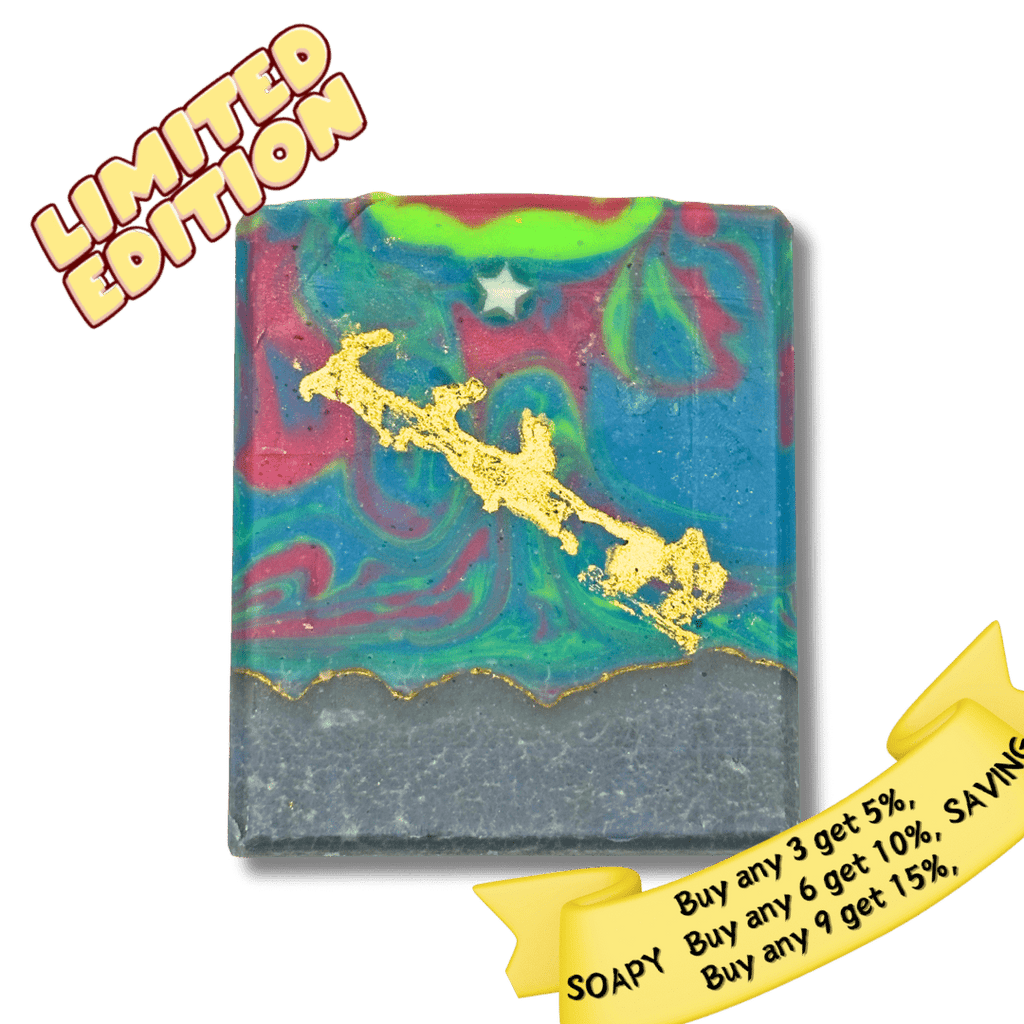 Santa in the Sky Artisan Vegan Soap - with Black Plum & Rhubarb - Bee Haven Bodycare & Gifts