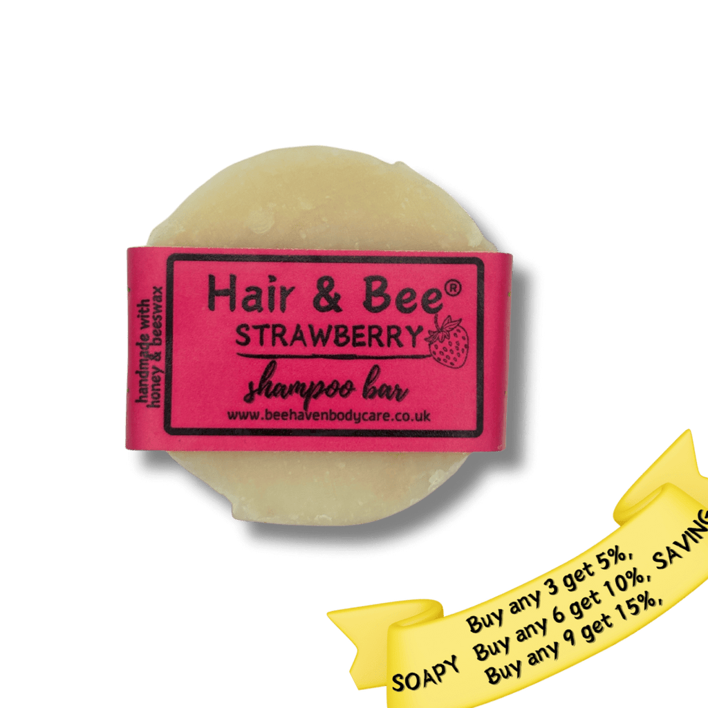 Strawberry Scented Honey and Beeswax Shampoo Bar - Hair & Bee® - Bee Haven Bodycare & Gifts