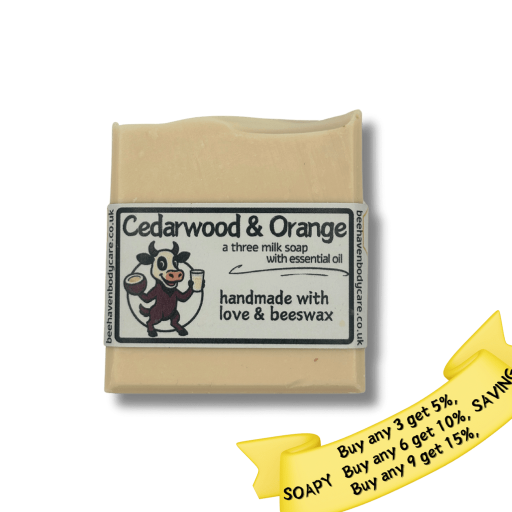 Three Milk Soap (Goat, Cow and Coconut) - Cedarwood and Orange - Bee Haven Bodycare & Gifts