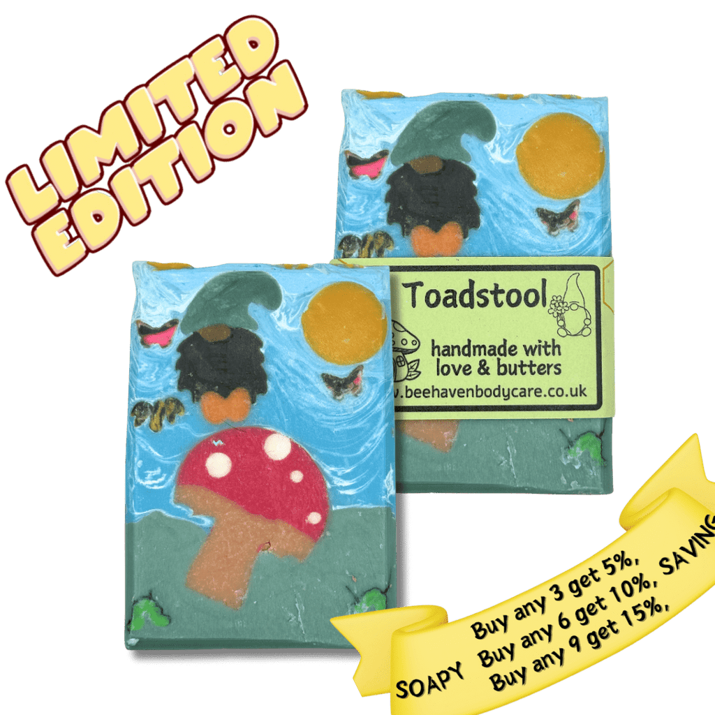 Toadstool Art Soap - with Rhubarb & Lemon Fragrance - Bee Haven Bodycare & Gifts