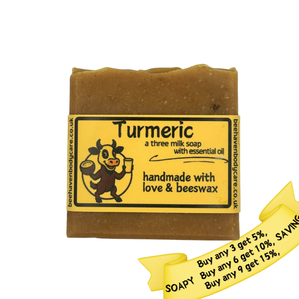 Turmeric Three Milk Soap (Goat, Cow and Coconut) - Turmeric Essentail Oil - Bee Haven Bodycare & Gifts