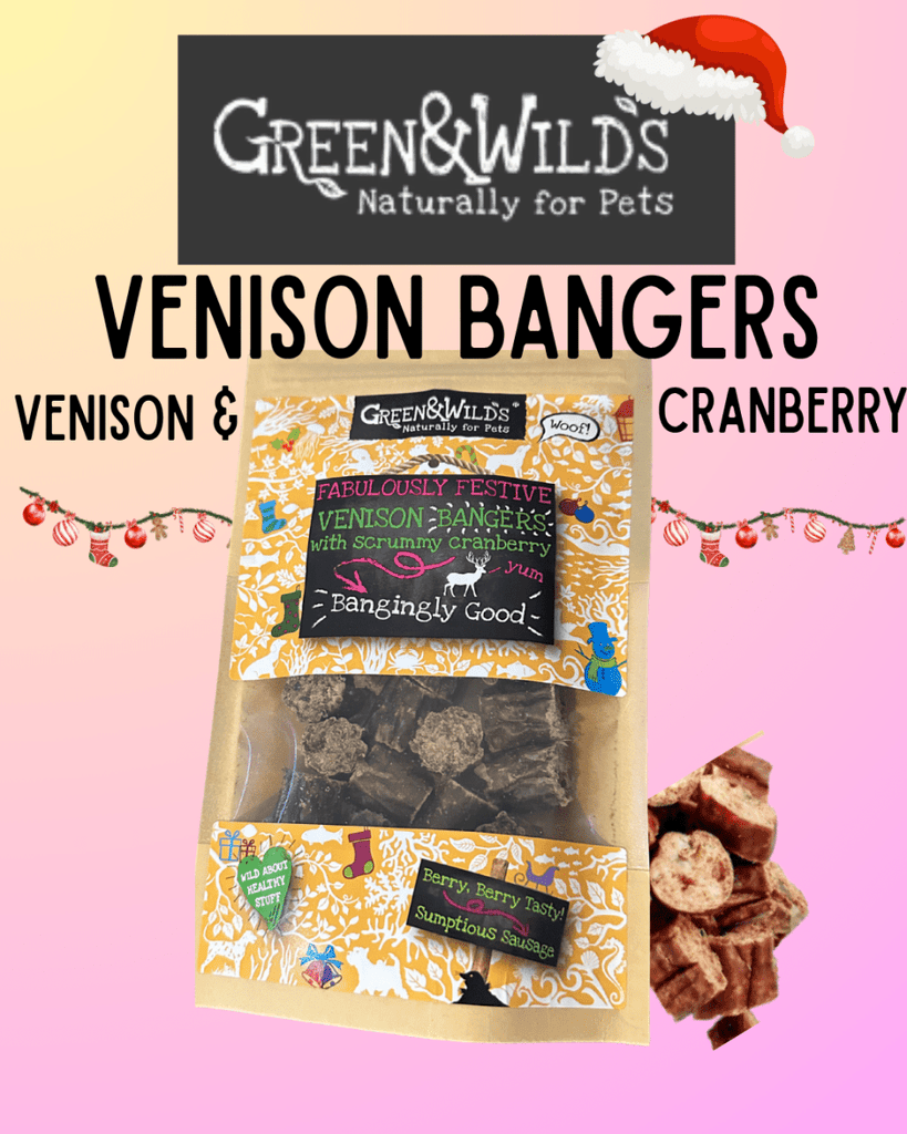 Venison & Cranberry Christmas Bangers 75g - Green & Wilds - Bee Haven Bodycare & Gifts