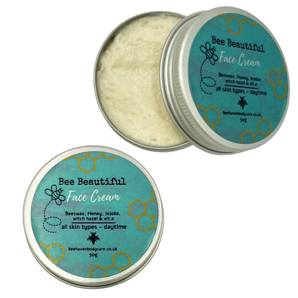 Bee Beautiful Face Cream - Beeswax, Honey, Witch Hazel, Jojoba & Vit E (40g tin) - Bee Haven Bodycare & Gifts