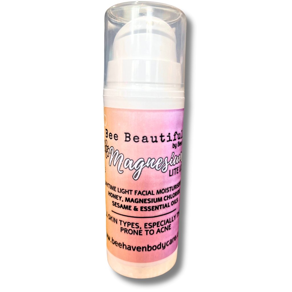 Bee Beautiful Magnesium Lite Lotion - Light Face Lotion with Honey, Magnesium Chloride, Sesame & Essential Oils. - Bee Haven Bodycare & Gifts