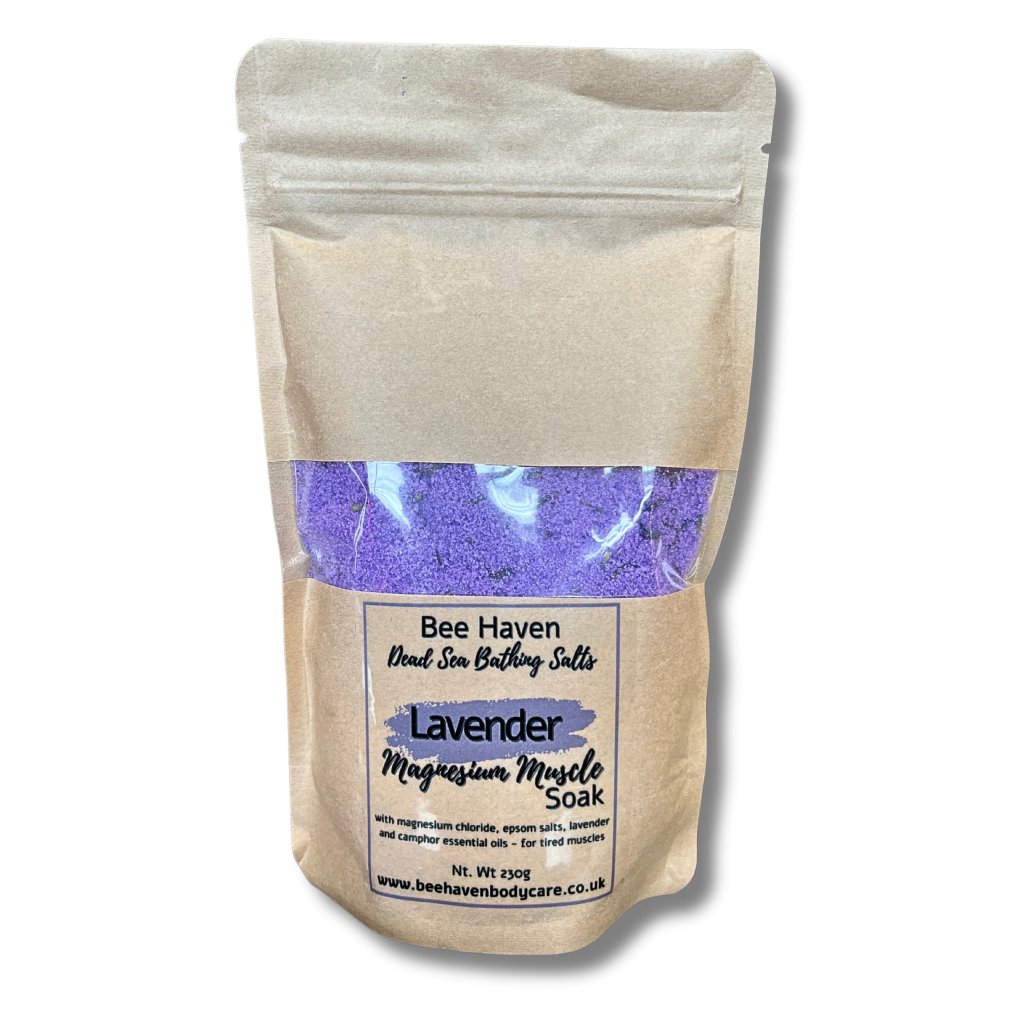 Dead Sea Bathing Salts - Lavender, Magnesium & Camphor Muscle Soak - Bee Haven Bodycare & Gifts