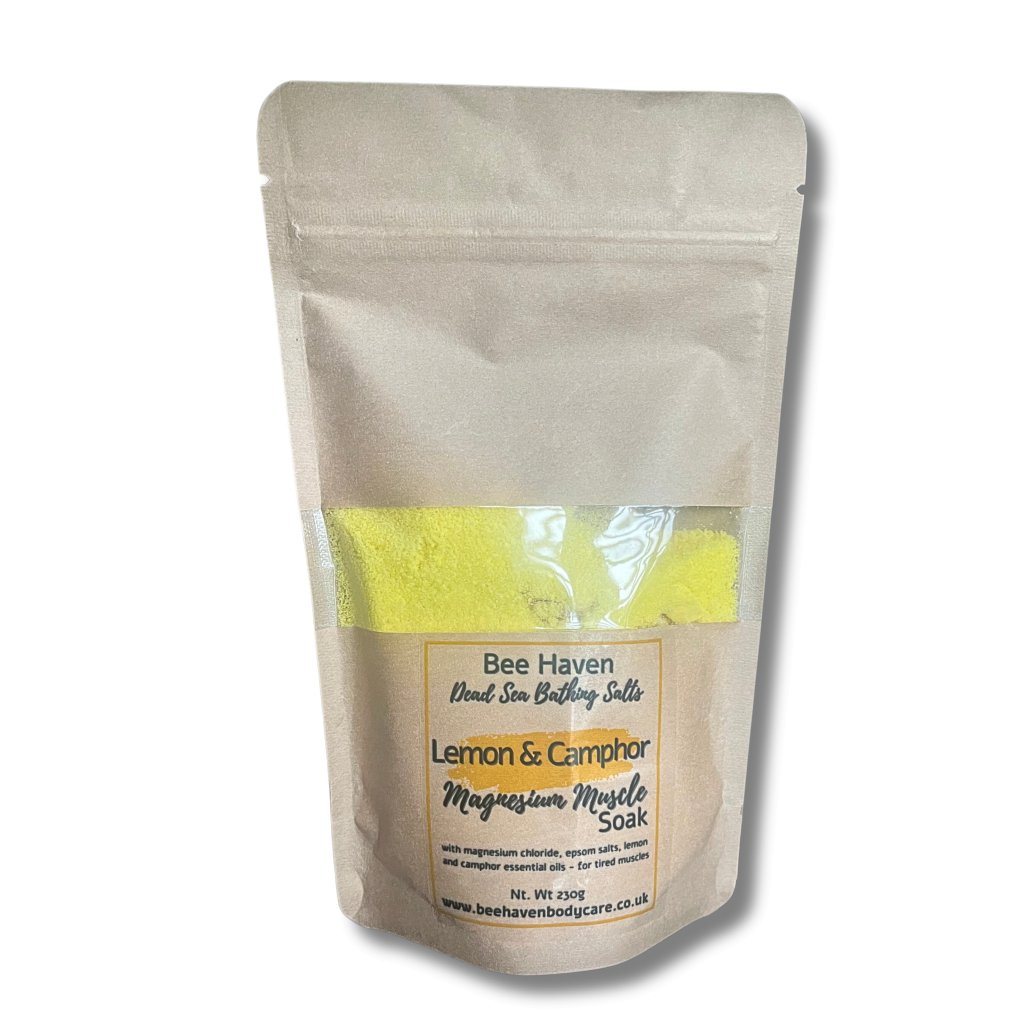 Dead Sea Bathing Salts - Lemon Magnesium & Camphor Muscle Soak - Bee Haven Bodycare & Gifts