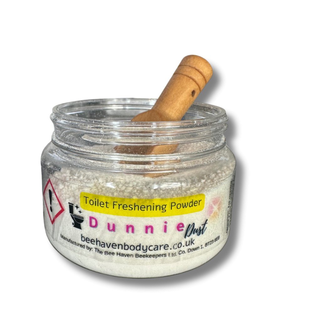 Dunnie Dust - Toilet Freshening Powder (Bluebell Fresh) - Bee Haven Bodycare & Gifts