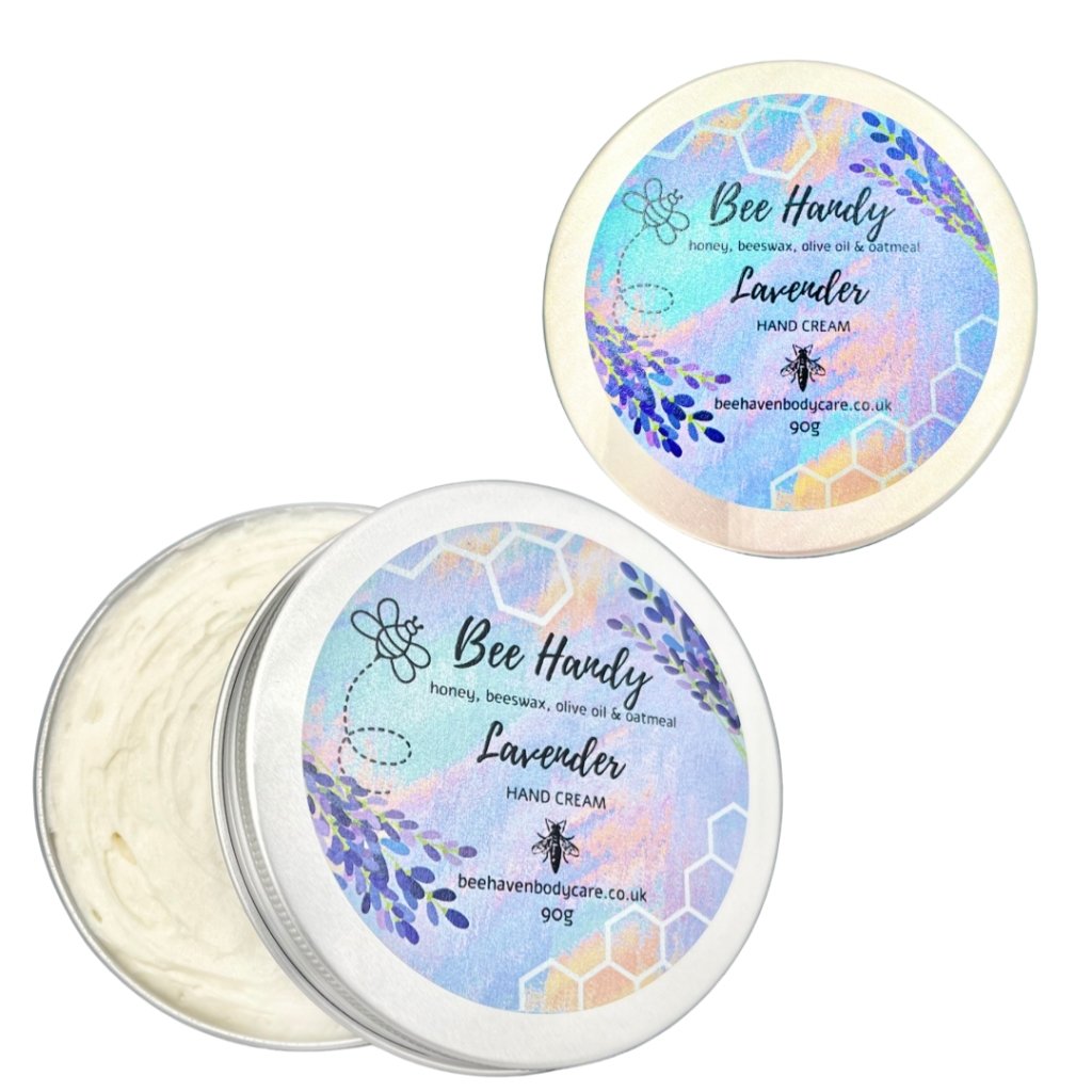 Lavender, Beeswax & Honey Hand Cream (new enhanced formula - Bee Handy (90g Tin) - Bee Haven Bodycare & Gifts