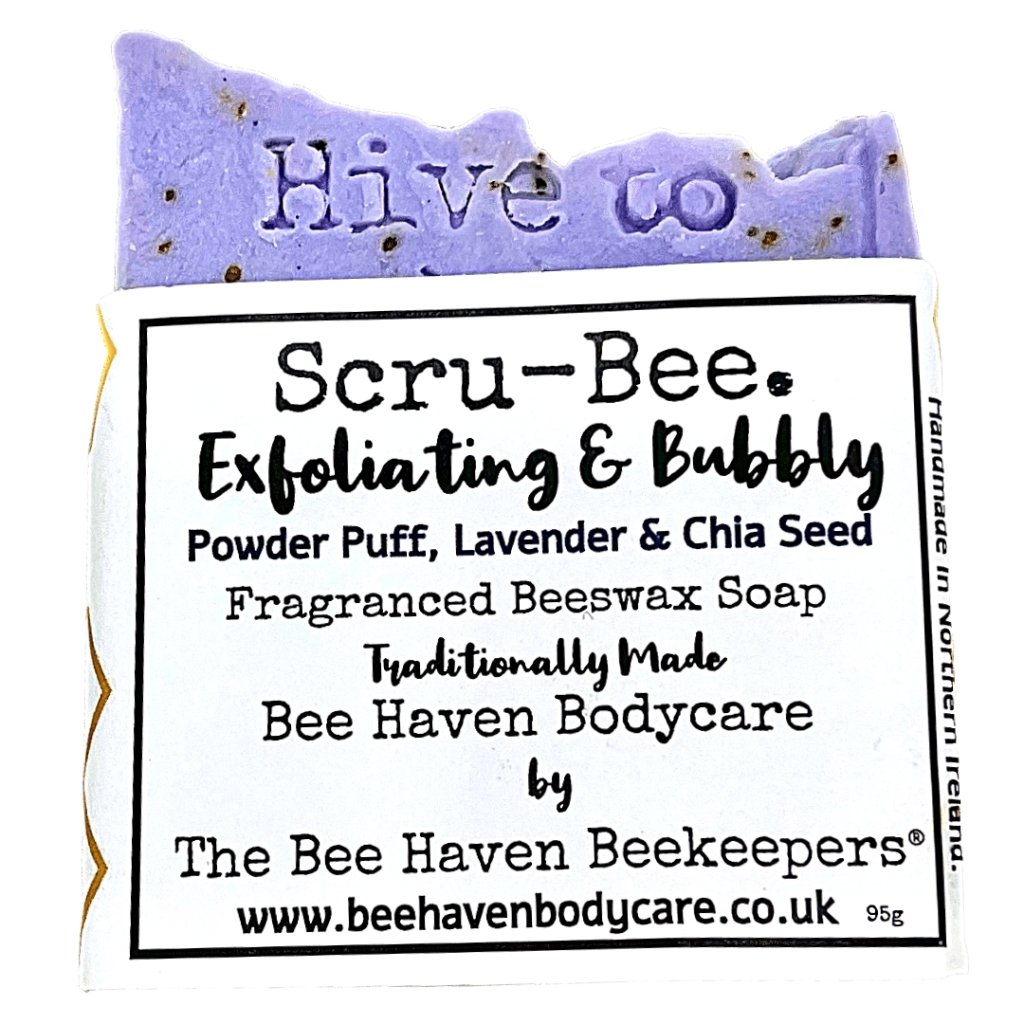 Powder Puff, Lavender & Chia Seed - Scru-Bee Beeswax Soap - Bee Haven Bodycare & Gifts