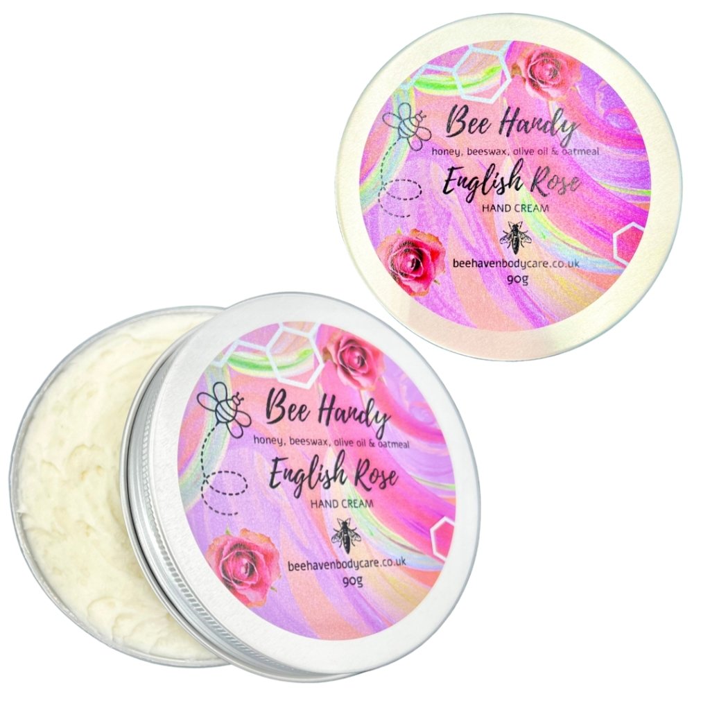 Rose & Honey Hand Cream (new enhanced formula - Bee Handy (90g Tin) - Bee Haven Bodycare & Gifts